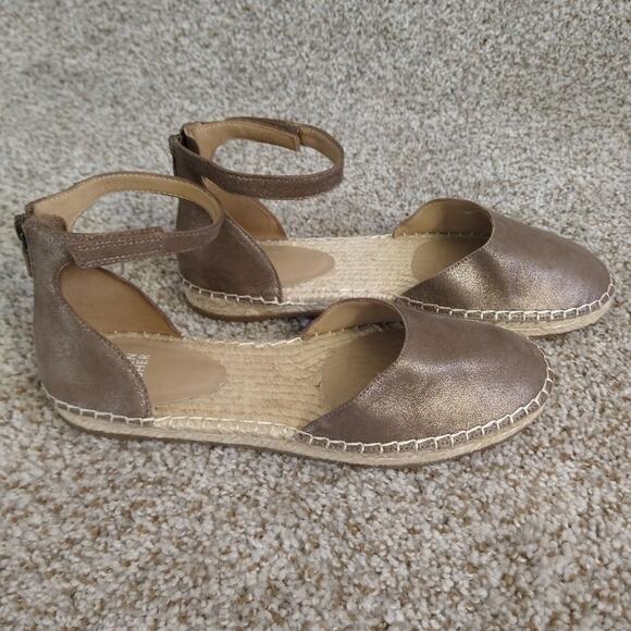 Eileen Fisher Lala Espadrille Sandal Flat Back Zip Size 8.5 - Picture 1 of 9
